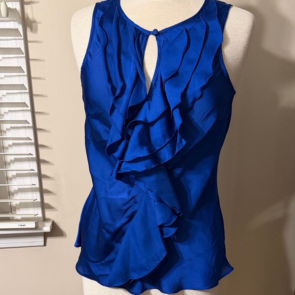 Violet & Claire Royal Blue Ruffle Sleeveless Blouse Size Small